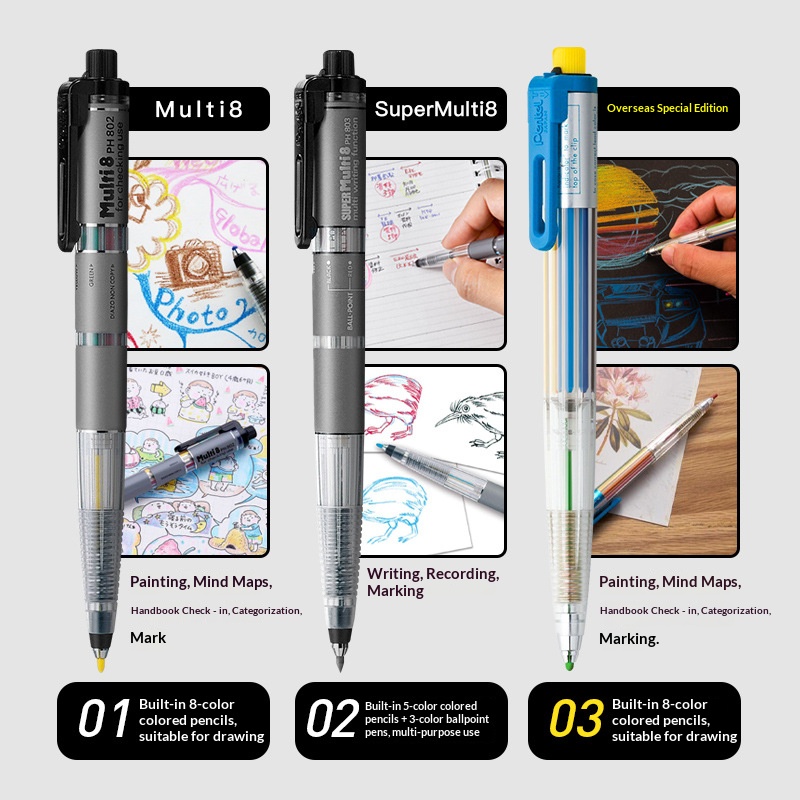 Pentel Multi 8 in 1 Color Mech - đánh giá và giá Staedtler Pencil Lumocolor